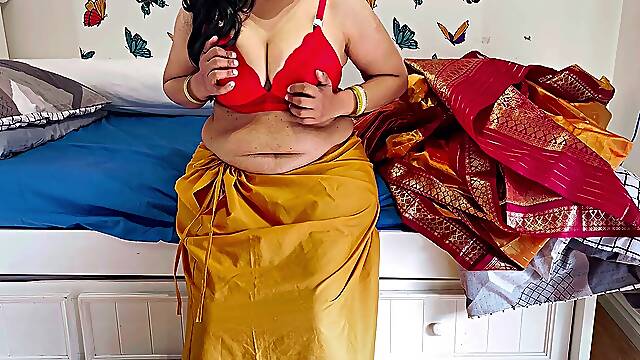Hottest Saree Sex - Desi Milf in Silk Saree pounded stiff by bro in law - Loud moans