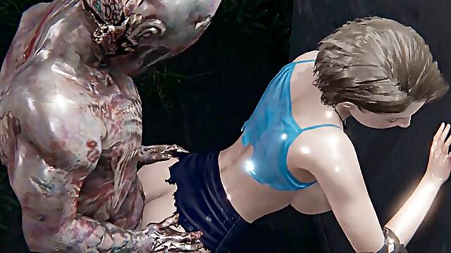 Jill Valentine Resident Evil Anal Zombie Fuck and Deepthroat, atm, splashing three dimensional Hentai