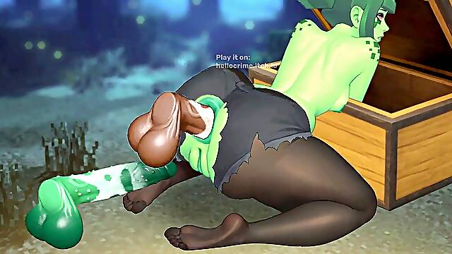 A chick in lovely stockings cant get out. Minecraft cosplay animation