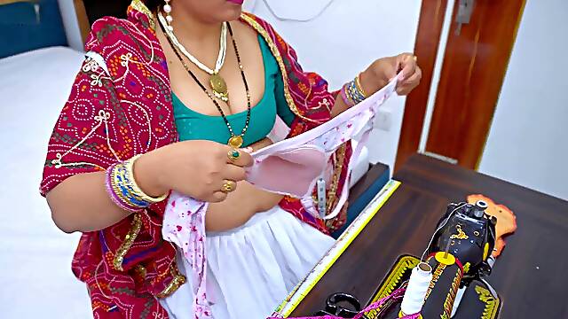 Indian woman tailor get hard Fucked in Hairy Tight coochie by Sasur ji when bahu takes measurement.