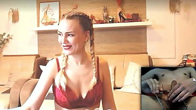 Hot blonde MILF with nipple clamps reaction to dickflash!