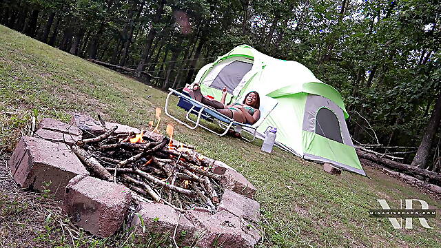 Nina Rivera plays with her pussy on her first camping trip Super Hot Flims