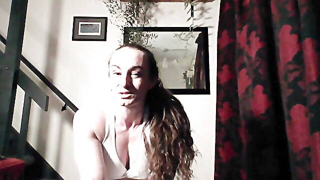Muscle Girl in White Yoga Pants Stretching and Workout Live Stream Recording 
