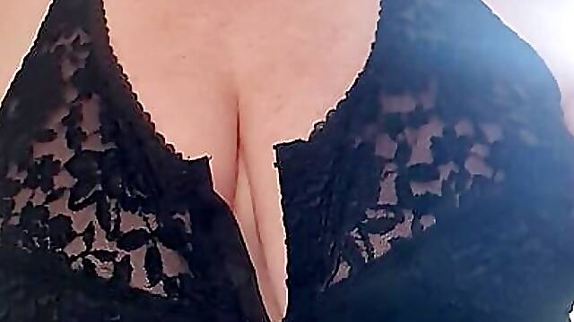 Red and black girdle, and a cheeky view of that ass