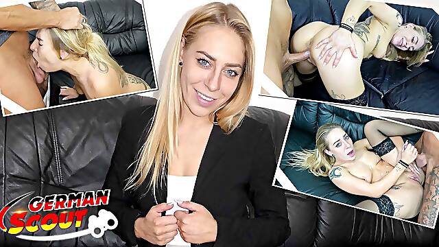 GERMAN SCOUT - Blonde Teen Alexa Swizz with Big Clit Pickup and talk to Casting Fuck