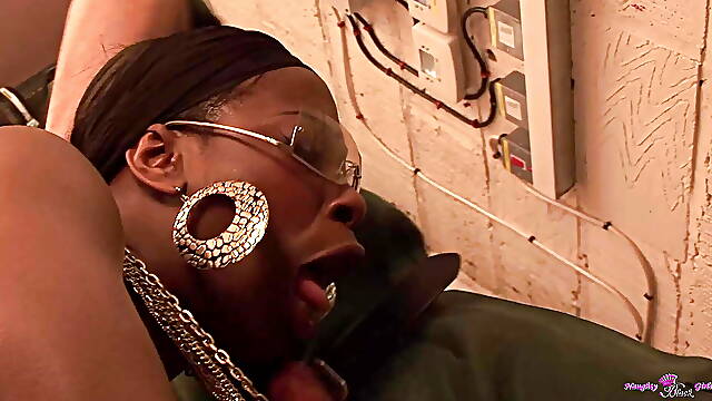 Voluptuous Ebony Deep Throats Two Cocks Before Taking Them in Her Tight Pussy