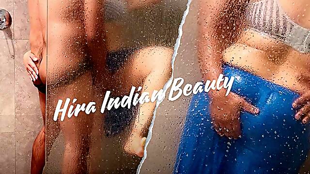 Beautiful Indian Couple - Hot Desi Wife in Saree Making Love in Shower - Saree Sex in Bathroom - Loud Moaning - Pussy Fingering