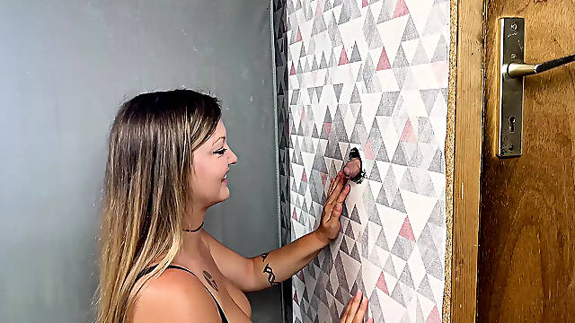 Young French girl tests for the first time the glory hole with a big cock