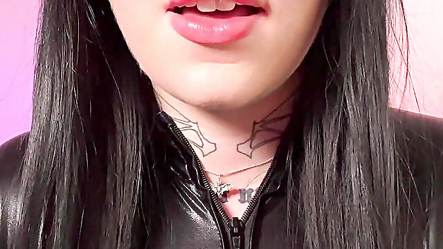 Dominant British goth in leather teases your cock and tells you what to do