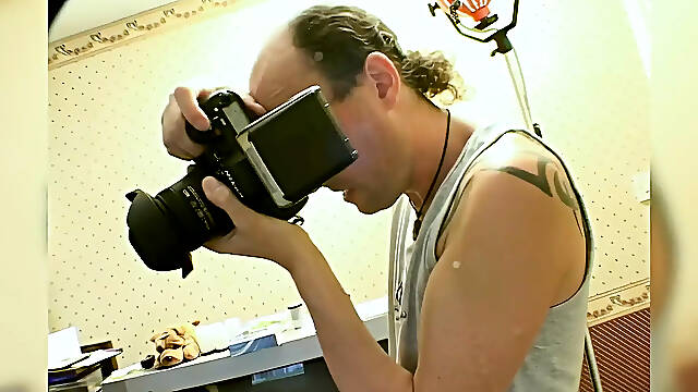 Leggy Blonde MILFs Photoshoot with a Black Guy with Others Watching