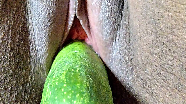 Beautiful cline saved my pussy and masturbating big cucumber