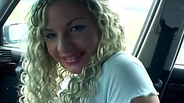 Pierced Pussy Dildo Stretch Squirting in The Car