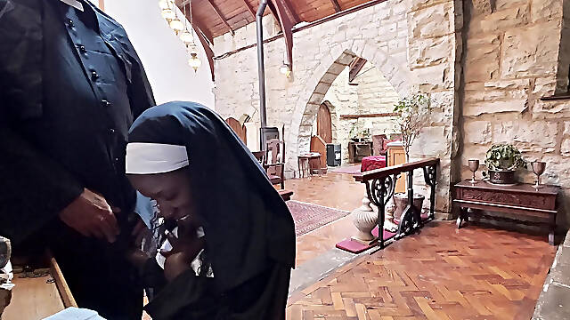 Taste of Curiosity The nun sucks off the priests cock
