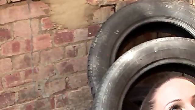 Busty army babe sucks soldier&amp;#039;s cock outdoors