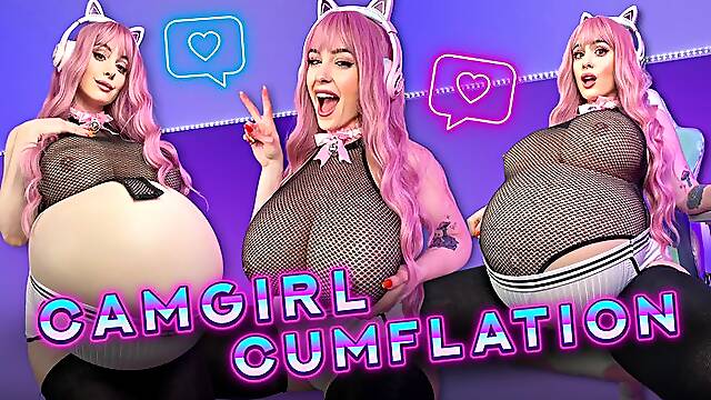 Camgirl Cumflation - Desperate Cum-Filled Belly Expansion