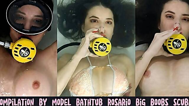 WMV COMPILATION by model bathtub Rosario big boobs scuba masturbation 70038