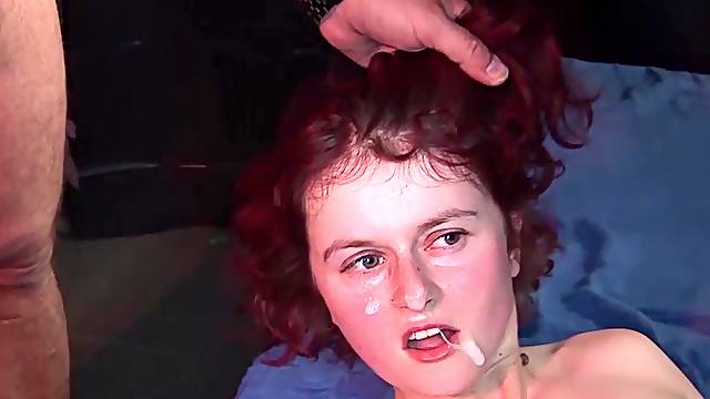 Two big boob german teens in their first extreme rough german bukkake swinger club gangbang fuck party orgy