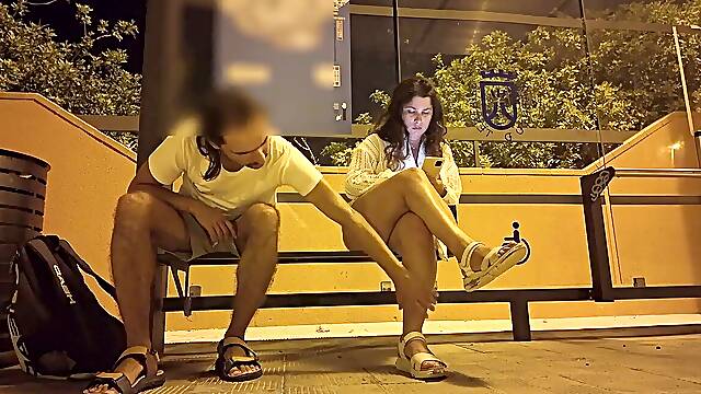 Hot mom seduced by a stranger at a bus stop