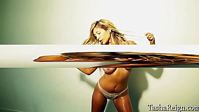 Tasha Reign Oiled up and Behind the Scenes