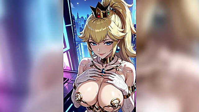 Gol Busty Princes Peach Teasing Cartoon Animation
