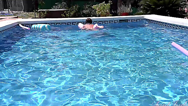 Auntjudys - Busty Redhead MILF Jojo Robinson Goes Skinny Dipping in the Pool