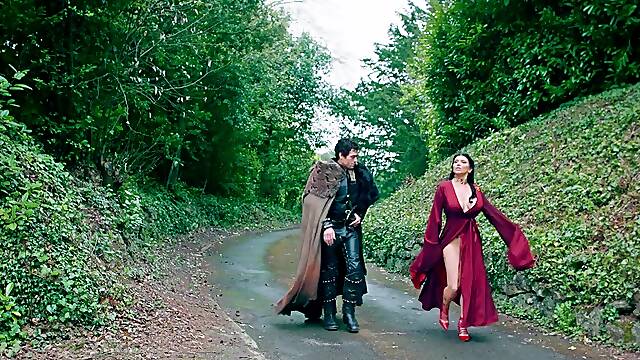 Amazing role play for two busty chicks in GoT fantasy threesome