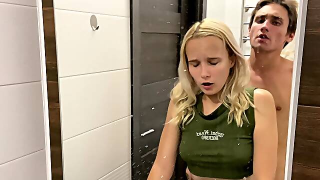 Teen blondie sucking lolli in POV, caught by Mark