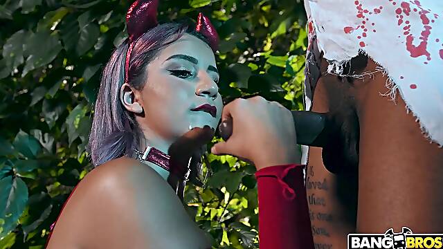 Rough interracial dicking with gorgeous Roxie Sinner wearing fishnet